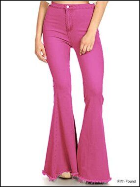 Anna-Kaci High Waist Bell Bottom Flare Jeans Cotton Stretch Wide Leg